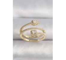 Pirinç Gold Renk Zirkon Taşlı Ok Model VIP Seri Kadın Yüzük - TJ-BYK3502