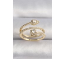 Pirinç Gold Renk Zirkon Taşlı Ok Model VIP Seri Kadın Yüzük - TJ-BYK3502
