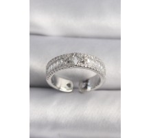 Pirinç Gümüş Renk Zirkon Taşlı Yıldız İşleme VIP Seri Kadın Yüzük - TJ-BYK3509