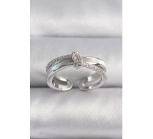 Pirinç Gümüş Renk Zirkon Taşlı Düğüm Model VIP Seri Kadın Yüzük - TJ-BYK3515