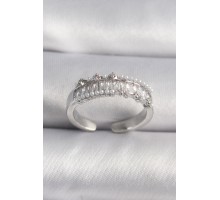 Pirinç Gümüş Renk Zirkon Taşlı İnci Detay VIP Seri Kadın Yüzük - TJ-BYK3519