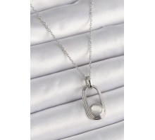 316L Çelik Gümüş Renk Zincir Beyaz Kedi Göz Model Kadın Kolye - TJ-BKO9612