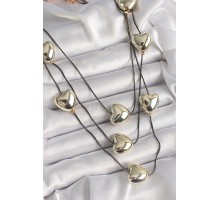 Pirinç Füme Renk Zincir 3D Gold Renk Kalp Model Kadın Kolye - TJ-BKO9618