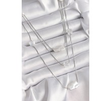 Pirinç Gümüş Renk Ezme İnci Model Çoklu Kadın Kolye - TJ-BKO9620