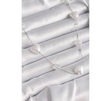 Pirinç Gümüş Renk Beyaz İnci Kalp Model Kadın Kolye - TJ-BKO9624