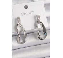 Pirinç Gümüş Renk Zirkon Taşlı Sallantı Kadın Küpe - TJ-BKP9837