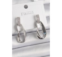 Pirinç Gümüş Renk Zirkon Taşlı Sallantı Kadın Küpe - TJ-BKP9837