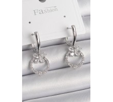 Pirinç Gümüş Renk Zirkon Taşlı Kelebek Figür Sallantı Detay Kadın Küpe - TJ-BKP9841