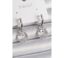 Pirinç Gümüş Renk Zirkon Taşlı Kelebek Figür Sallantı Detay Kadın Küpe - TJ-BKP9841