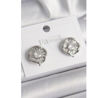 Pirinç Gümüş Renk Zirkon Taşlı Yonca Model Kadın Küpe - TJ-BKP9851