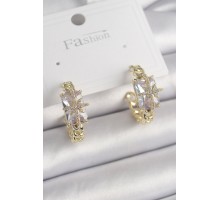 Pirinç Gold Renk Zirkon Taşlı Kutup Yıldızı İşlemeli Kadın Küpe - TJ-BKP9856