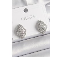 Pirinç Gümüş Renk Zirkon Taş İşlemeli Damla Model Kadın Küpe - TJ-BKP9863