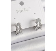 Pirinç Gümüş Renk Zirkon Taşlı Burgu Model Kadın Küpe - TJ-BKP9865