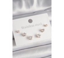 316L Çelik Gold Renk Zirkon Taşlı Yıldız Model Kadın Küpe Seti - TJ-BKP9882