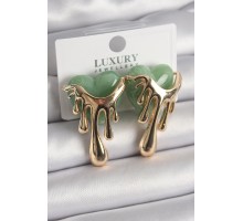 Pirinç Gold Renk Yeşil Sedefli Akan Kalp Model Kadın Küpe - TJ-BKP9894