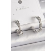 Pirinç Gümüş Renk Zirkon Taşlı Sarmal Halka Model Kadın Küpe - TJ-BKP9900