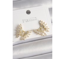 Pirinç Gold Renk Zirkon Taşlı Kelebek Model Kadın Küpe - TJ-BKP9907