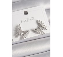 Pirinç Gümüş Renk Zirkon Taşlı Kelebek Model Kadın Küpe - TJ-BKP9908