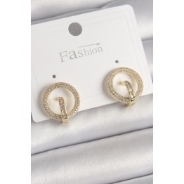 Pirinç Gold Renk Zirkon Taşlı Halka Model Kadın Küpe TJ-BKP9923