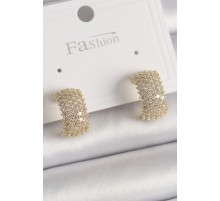 Pirinç Gold Renk Zirkon Taşlı Kadın Küpe - TJ-BKP9933