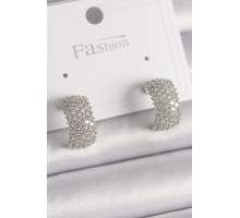 Pirinç Gümüş Renk Zirkon Taşlı Halka Model Kadın Küpe - TJ-BKP9934