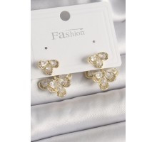 Pirinç Gold Renk Zirkon Taşlı Damla Model Kadın Küpe - TJ-BKP9939