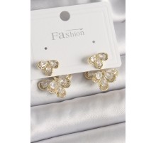 Pirinç Gold Renk Zirkon Taşlı Damla Model Kadın Küpe - TJ-BKP9939