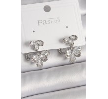 Pirinç Gümüş Renk Zirkon Taşlı Damla Model Kadın Küpe - TJ-BKP9940