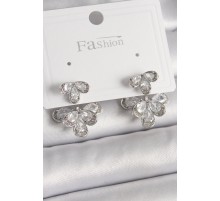 Pirinç Gümüş Renk Zirkon Taşlı Damla Model Kadın Küpe - TJ-BKP9940