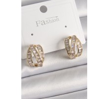 Pirinç Gold Renk Zirkon Taşlı Düğüm Halka Model Kadın Küpe - TJ-BKP9943