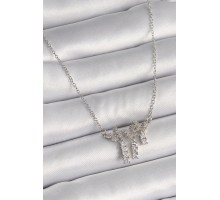 316L Çelik Gümüş Renk Zincir Zirkon Taşlı Kelebek Model Sallantı Detay Kadın Kolye - TJ-BKO9653