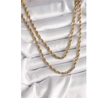 316L Çelik Gold Renk Burgu Zincir Kadın Kolye - TJ-BKO9658