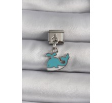 316L Çelik Gümüş Renk Sallantı Mavi Balina Model Nomination Charm - TJ-BC1106