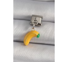 316L Çelik Gümüş Renk Sallantı Muz Model Nomination Charm - TJ-BC1167