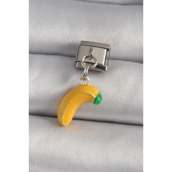 316L Çelik Gümüş Renk Sallantı Muz Model Nomination Charm - TJ-BC1167