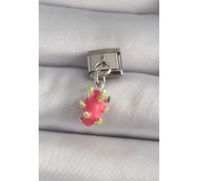 316L Çelik Gümüş Renk Sallantı Ejder Meyvesi Model Nomination Charm - TJ-BC1175