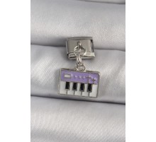 316L Çelik Gümüş Renk Sallantı Mor Piyano Figür Nomination Charm - TJ-BC1179