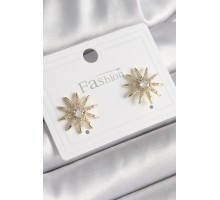 Pirinç Gold Renk Zirkon Taşlı Yıdız Model Kadın Küpe - TJ-BKP9949