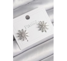 Pirinç Gümüş Renk Zirkon Taşlı Yıldız Model Kadın Küpe - TJ-BKP9950