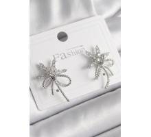 Pirinç Gümüş Renk Zirkon Taşlı Yıldız Düğüm Model Kadın Küpe - TJ-BKP9952