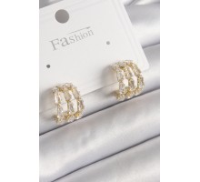 Pirinç Gold Renk Zirkon Taşlı Halka Model Kadın Küpe - TJ-BKP9955
