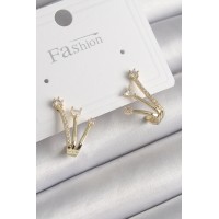 Pirinç Gold Renk Zirkon Taşlı Kadın Küpe TJ-BKP9963