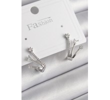 Pirinç Gümüş Renk Zirkon Taşlı Kadın Küpe - TJ-BKP9964