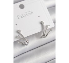 Pirinç Gümüş Renk Zirkon Taşlı Kadın Küpe - TJ-BKP9964