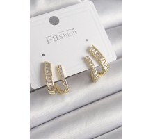 Pirinç Gold Renk Zirkon Taşlı Kadın Küpe - TJ-BKP9969
