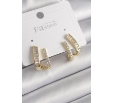 Pirinç Gold Renk Zirkon Taşlı Kadın Küpe - TJ-BKP9969