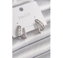 Pirinç Gümüş Renk Zirkon Taşlı Kadın Küpe - TJ-BKP9970