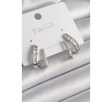 Pirinç Gümüş Renk Zirkon Taşlı Kadın Küpe - TJ-BKP9970