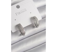 Pirinç Gümüş Renk Zirkon Taşlı Yarım Halka Model Kadın Küpe - TJ-BKP9978