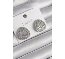 Pirinç Gümüş Renk Zirkon Taşlı Plaka Model Kadın Küpe - TJ-BKP9980